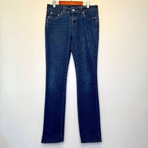 Romeo & Juliet Couture Premium Denim Y2K Lower Rise Dark Wash Slim Jeans